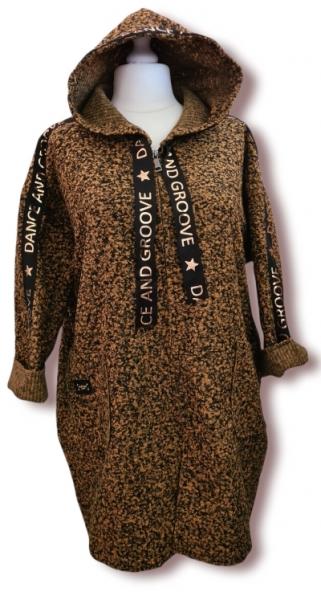 Boucle - Jacke in Senfgelb -Schwarz Mix
